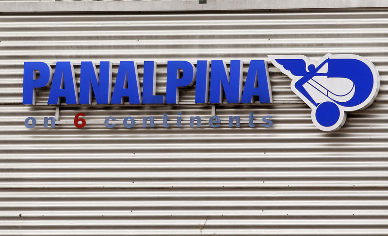 © Reuters. The logo of Swiss transport and logistics firm Panalpina is seen at an office building in Glattbrugg
