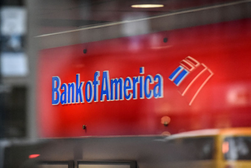 © Reuters. A Bank of America logo is seen in New York City