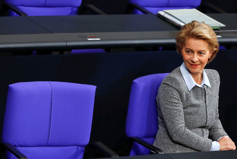 © Reuters. German Defence Minister Ursula von der Leyen attends a session at the lower house of parliament Bundestag in Berlin