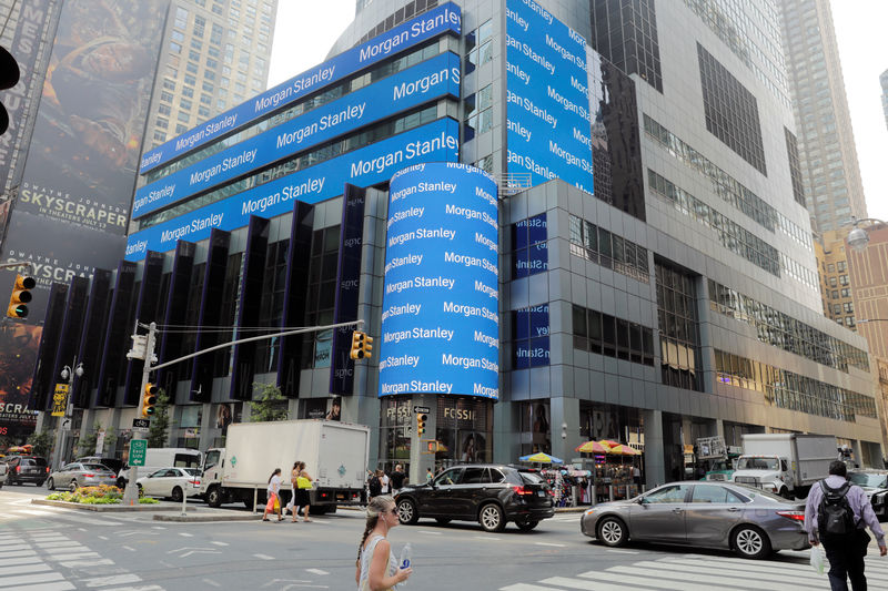 © Reuters. A sign is displayed on the Morgan Stanley building in New York