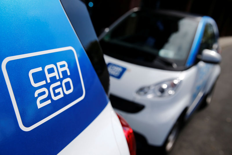 © Reuters. The logo of German car sharing firm Car2Go is pictured in Cologne