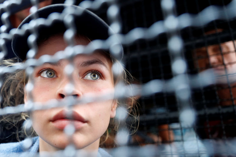 © Reuters. Belarusian model and escort Vashukevich is pictured at the immigration detention center before being deported in Bangkok