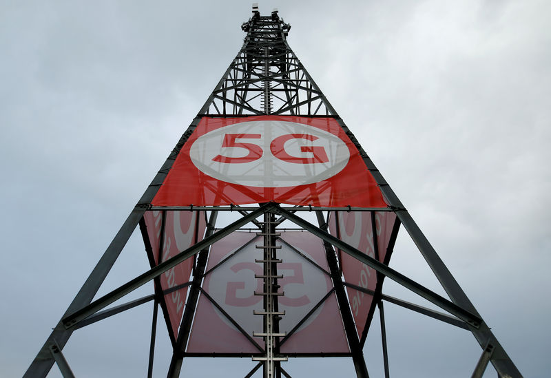 © Reuters. A mobile phone mast with 5G technology