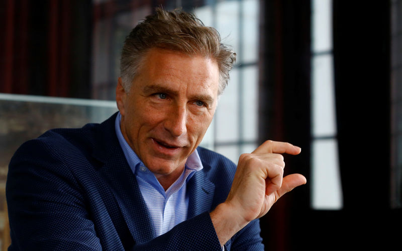 © Reuters. CEO Darrell of Logitech gestures during an interview with Reuters in Zurich