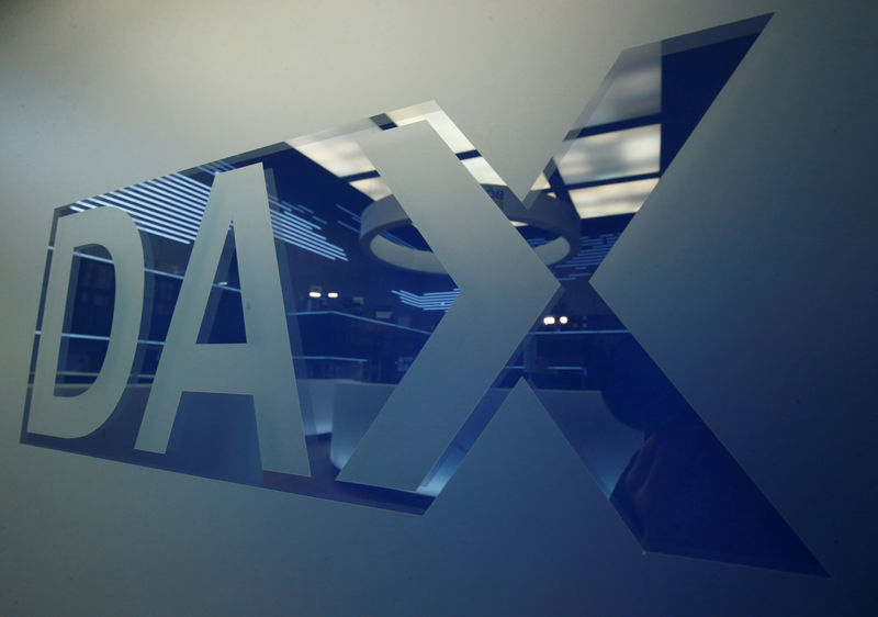 © Reuters. A DAX logo is pictured at the trading floor of the stock exchange in Frankfurt