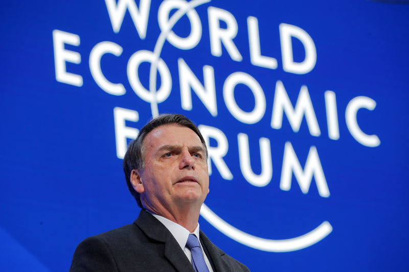 © Reuters. Presidente Jair Bolsonaro durante Fórum Econômico Mundial, em Davos