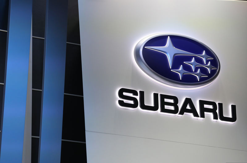 © Reuters. FILE PHOTO - Subaru logo is displayed at the North American International Auto Show in Detroit, Michigan