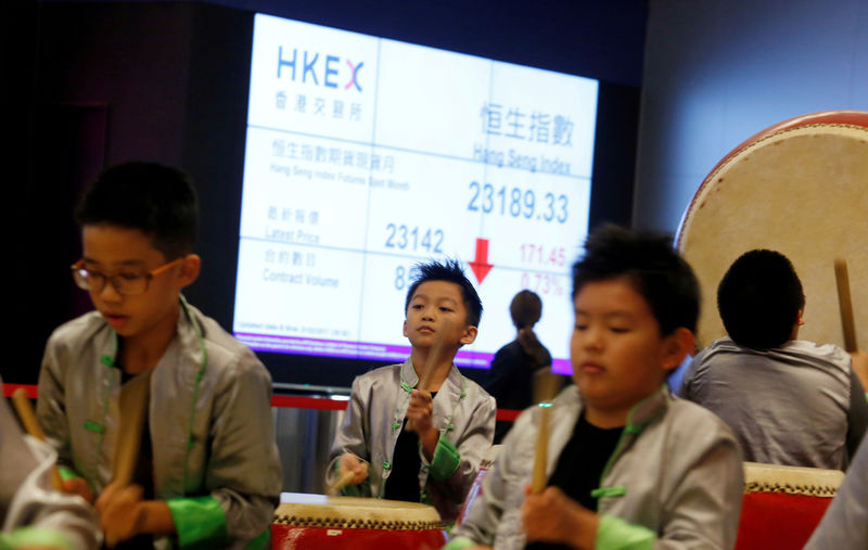 © Reuters. FILE PHOTO: Schoolboys perform at the Hong Kong Exchanges in Hong Kong