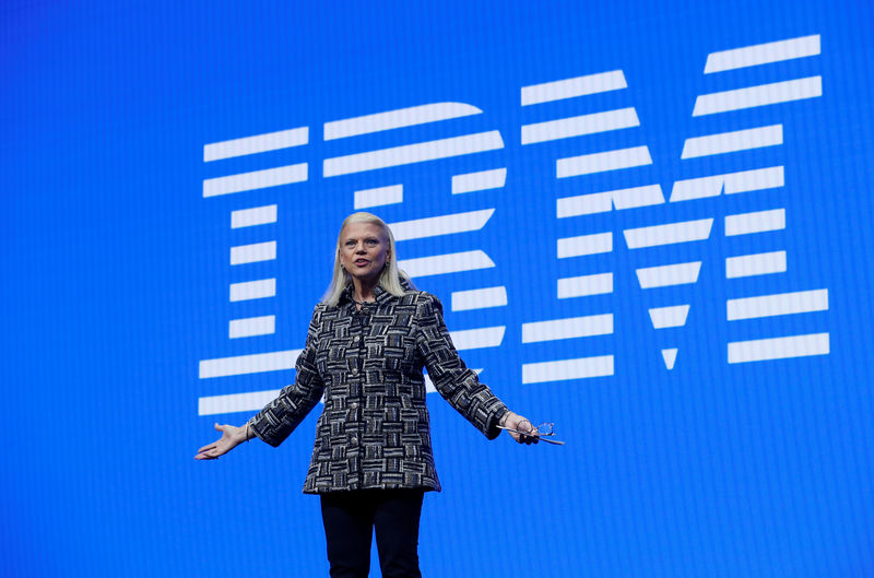 © Reuters. Ginni Rometty, IBM chairman, president and CEO, speaks during a keynote address at the 2019 CES in Las Vegas