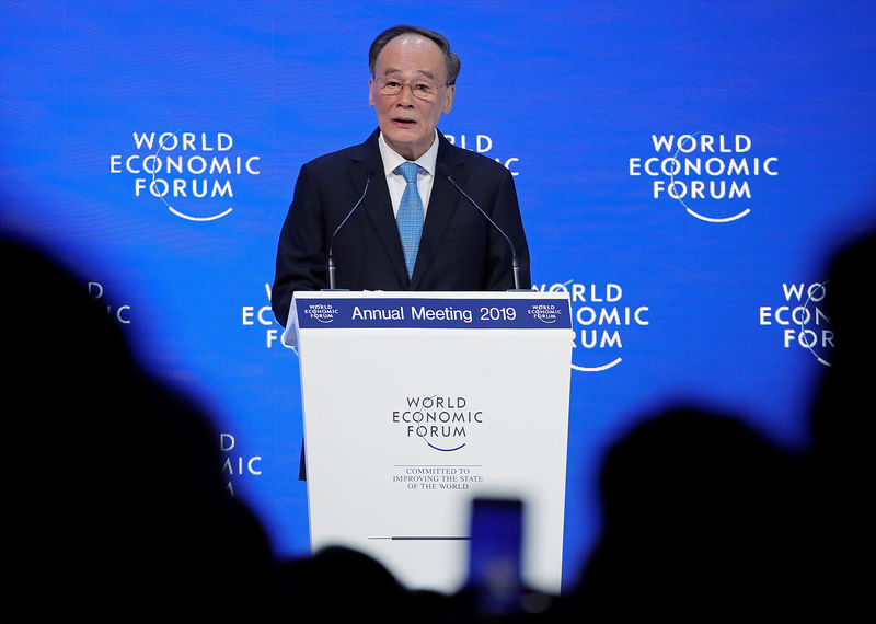 © Reuters. Vice-presidente chinês, Wang Qishan, no Fórum Econômico Mundial em Davos