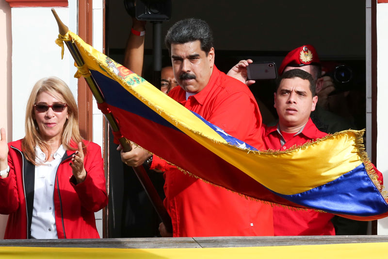 © Reuters. Presidente da Venezuela, Nicolás Maduro, durante manifestação de apoiadores em Caracas