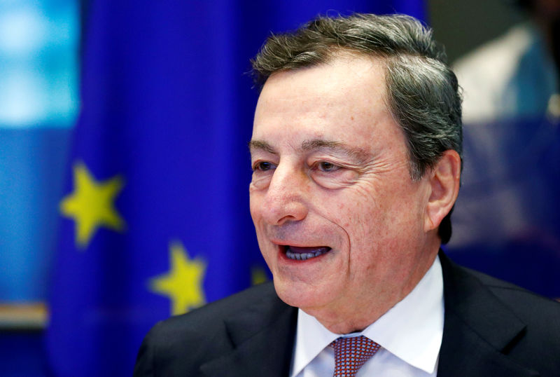© Reuters. ECB President Draghi testifies before the EU Parliament's Economic and Monetary Affairs Committee in Brussels