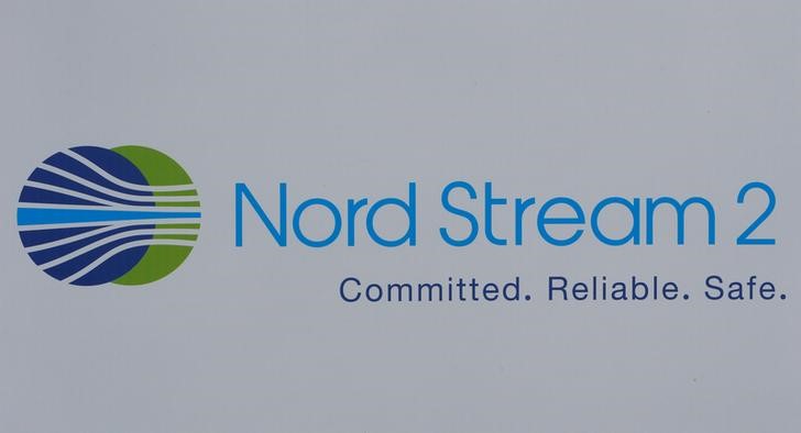 © Reuters. Логотип проекта Nord Stream-2 на Петербургском международном экономическом форуме