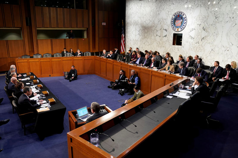 © Reuters. FILE PHOTO: Heads of intellegence agencies testify to the Senate Intelligence Committee hearing about "worldwide threats" on Capitol Hill in Washington