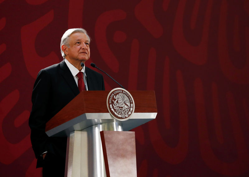 © Reuters. Mexico's President Andres Manuel Lopez Obrador attends a media conference at Palacio Nacional in Mexico City