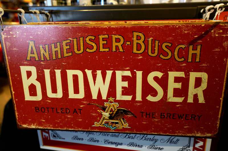 © Reuters. FILE PHOTO: A souvenir sign is for sale in the gift shop of the Anheuser-Busch brewery in Fort Collins