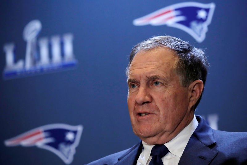© Reuters. FILE PHOTO: New England Patriots Head Coach Bill Belichick speaks at a press conference ahead of Super Bowl LIII in Atlanta
