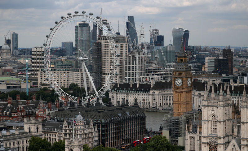 © Reuters. FILE PHOTO: The London Eye, the Big Ben clock tower and the City of London financial district are seen from the Broadway development site in central London