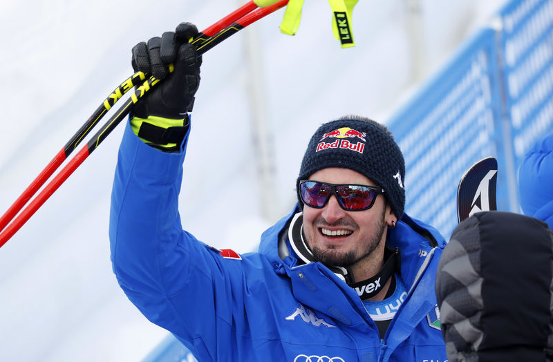 © Reuters. Dominik Paris, l'italiano vincitore del Super G oggi in Svezia