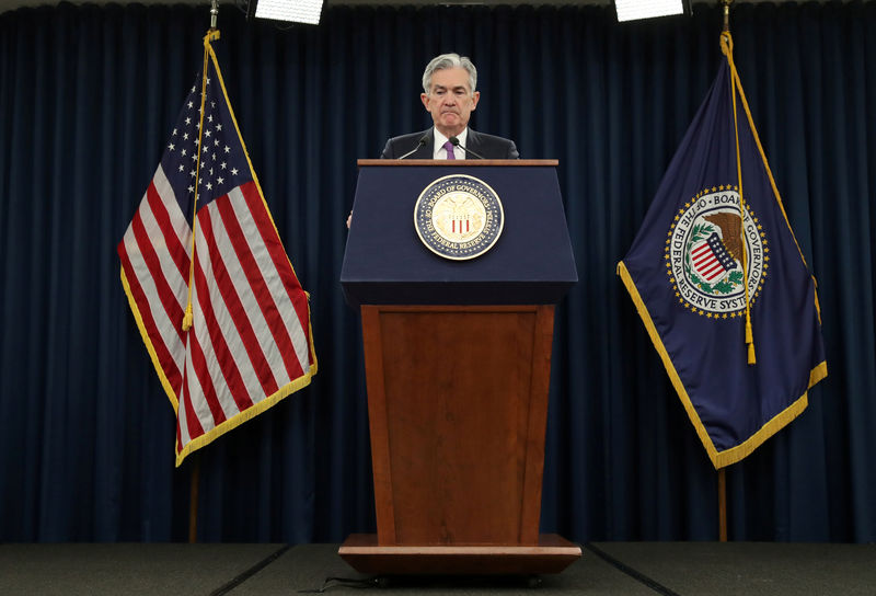 © Reuters. FILE PHOTO: Federal Reserve Chairman Jerome Powell holds a press conference following a two day Federal Open Market Committee policy meeting in Washington, U.S.