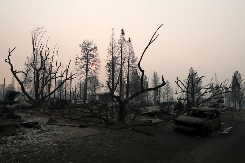 © Reuters. FILE PHOTO: A neighborhood destroyed by the Camp Fire is seen in Paradise