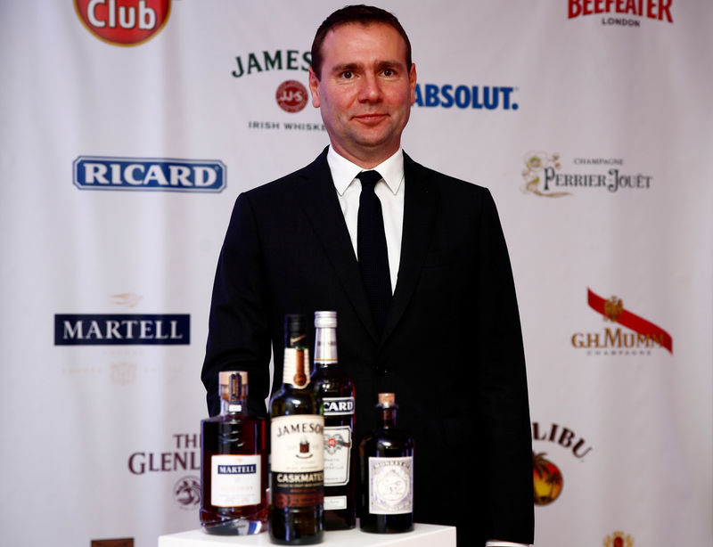 © Reuters. FILE PHOTO: Alexandre Ricard, Chairman and CEO of French drinks maker Pernod Ricard, poses before the news confernce to announce the company annual results in Paris