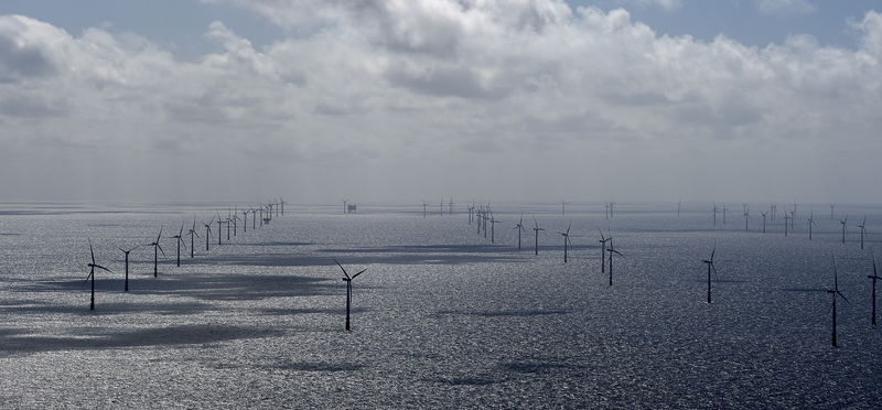 © Reuters. Windmills are seen in the "Dan Tysk" wind park of Swedish energy company Vattenfall and Stadtwerke Munich (public services Munich), west of the German island of Sylt in the North Sea