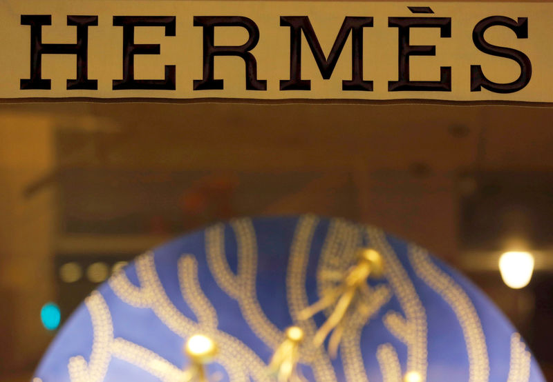 © Reuters. FILE PHOTO: The Hermes sign is pictured outside the shop in Bordeaux, France