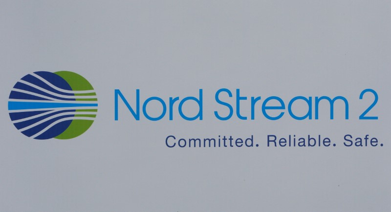 © Reuters. The logo of the Nord Stream-2 gas pipeline project is seen on a board at the SPIEF 2017 in St. Petersburg