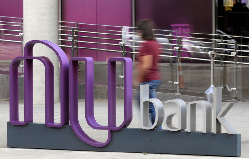 © Reuters. Logo do NuBank na sede da empresa em São Paulo