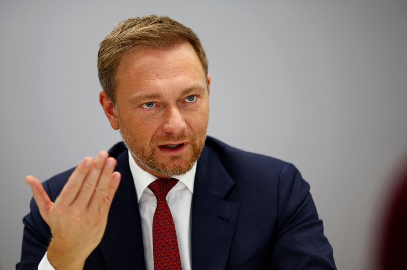 © Reuters. FDP leader Lindner during a Reuters interview in Berlin