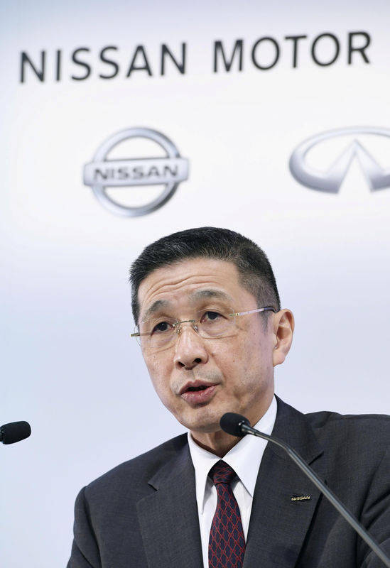 © Reuters. Nissan Motor Co Ltd Chief Executive Hiroto Saikawa speaks at a news conference in Yokohama