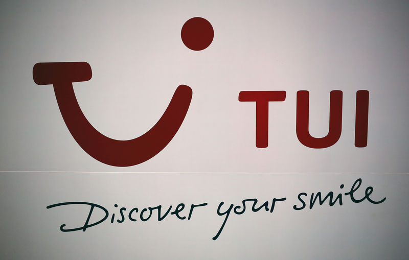 © Reuters. FILE PHOTO: The TUI logo is seen on a wall at a prototype preview event in London