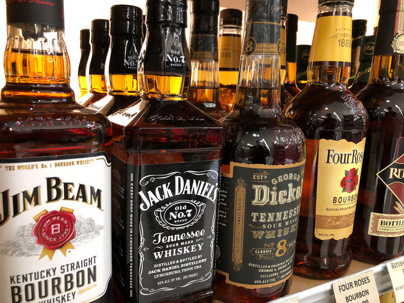 © Reuters. A bottle of Jack Daniels is shown for sale among other brands in the liquor section of a food market in Encinitas, California