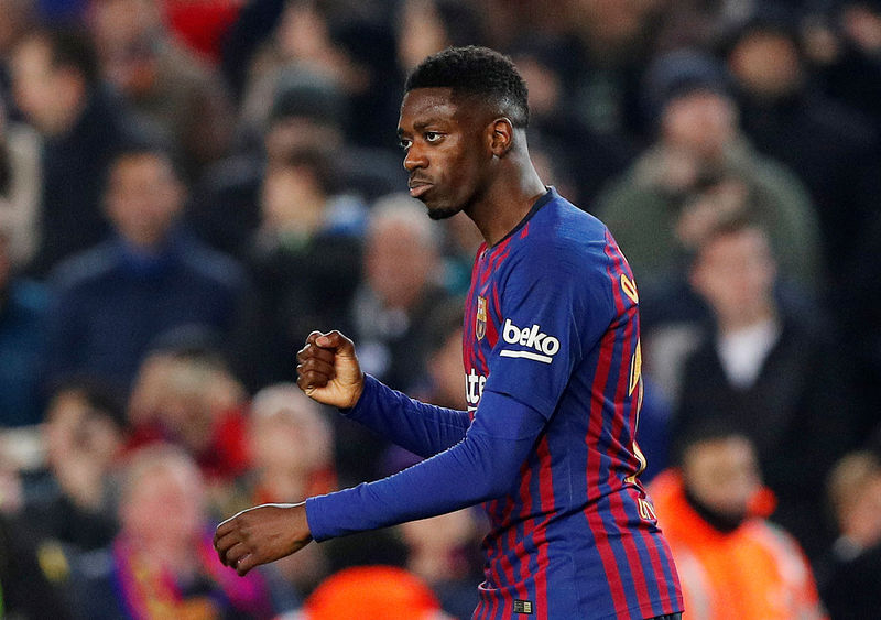 © Reuters. Dembélé, listo para inyectar apremio a un vacilante Barça