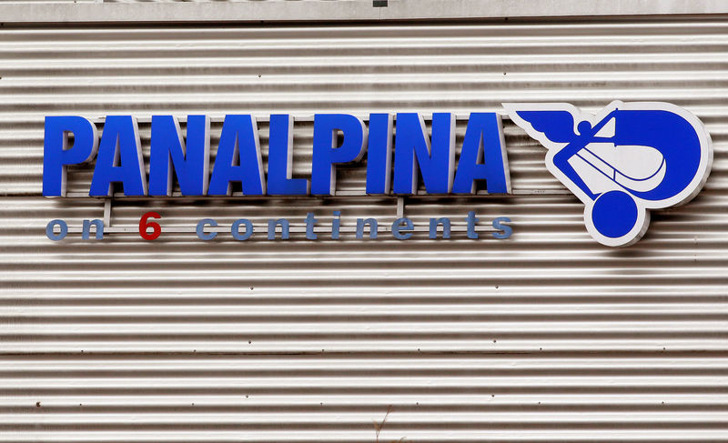 © Reuters. FILE PHOTO: The logo of Swiss transport and logistics firm Panalpina is seen at an office building in Glattbrugg