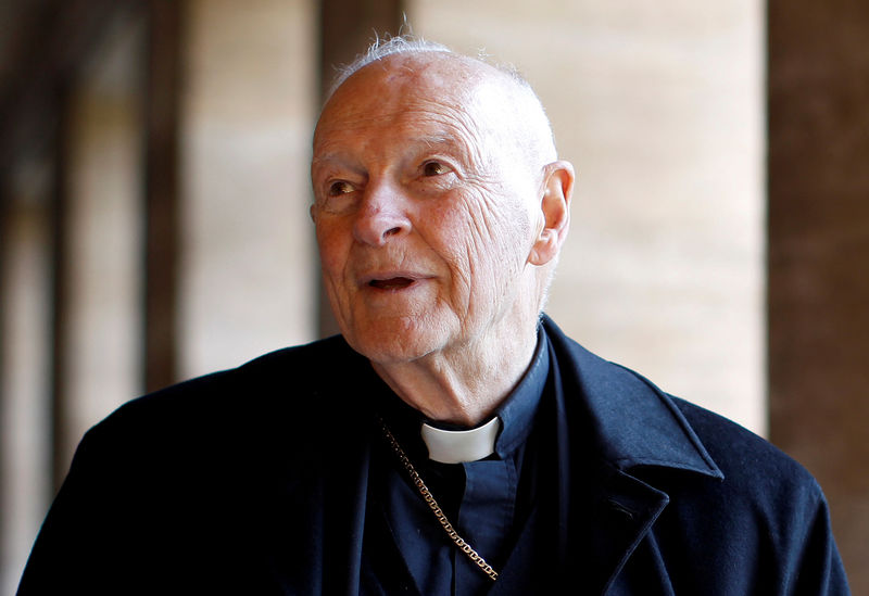 © Reuters. FILE PHOTO: Cardinal Theodore Edgar McCarrick during an interview with Reuters at the North American College in Rome
