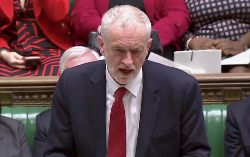 © Reuters. Líder do Partido Trabalhista do Reino Unido, Jeremy Corbyn, durante sessão do Parlamento em Londres