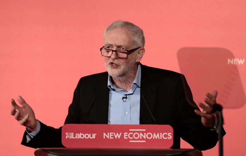 © Reuters. FILE PHOTO: Britain's opposition Labour Party leader, Jeremy Corbyn, speaks at a conference on alternative models of ownership, in central London