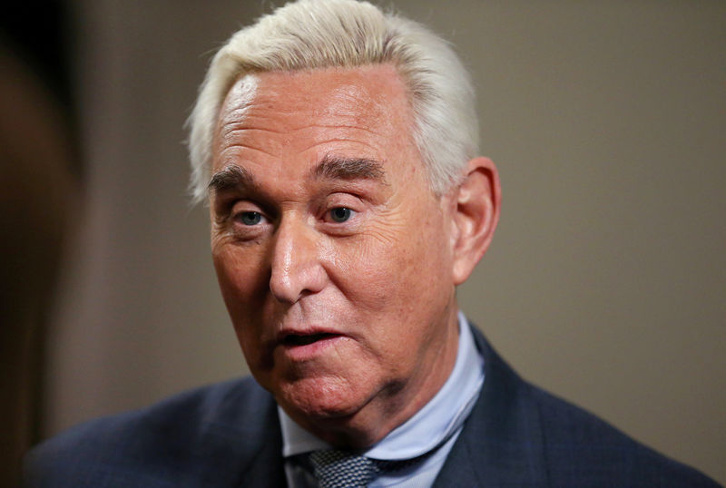© Reuters. FILE PHOTO: Longtime Trump ally Roger Stone gives an interview to Reuters in Washington, U.S., January 31, 2019. REUTERS/Leah Millis