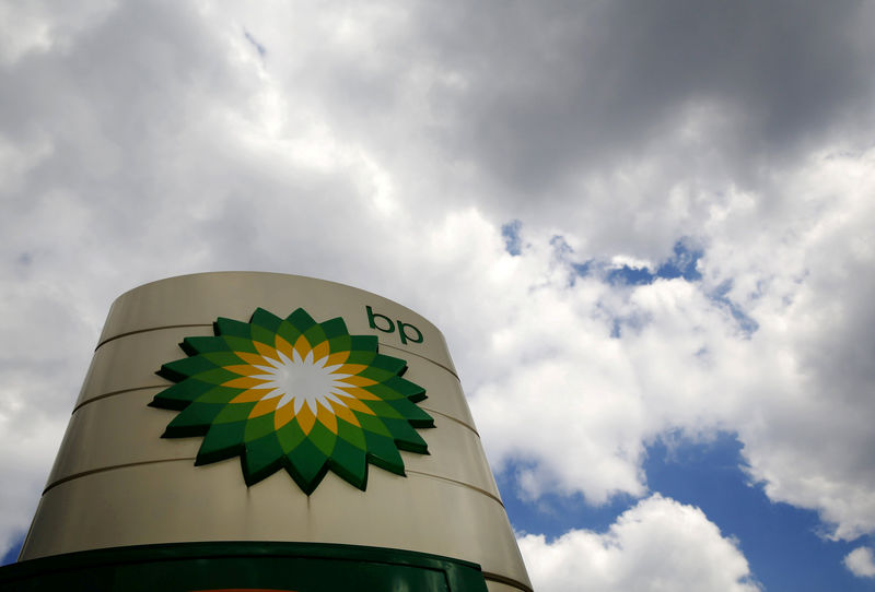 © Reuters. FILE PHOTO: Signage for a BP petrol station in London