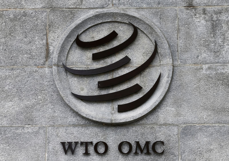 © Reuters. Logo da OMC em Genebra
