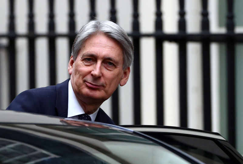 © Reuters. Britain's Chancellor of the Exchequer Philip Hammond is seen outside Downing Street in London