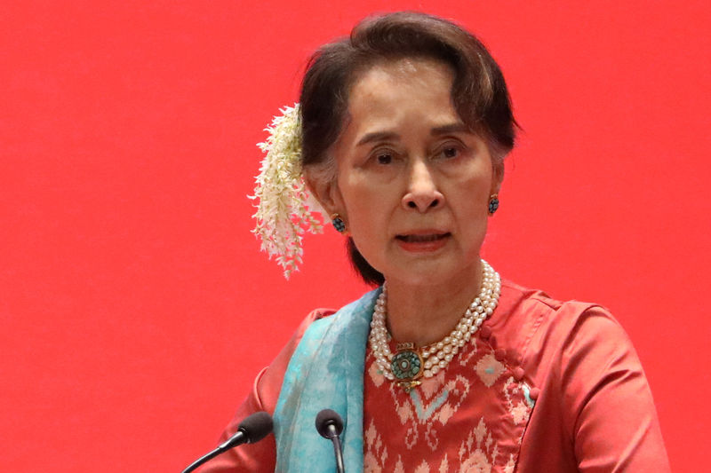 © Reuters. زعيمة ميانمار تلقي كلمة في مؤتمر نزع السلاح في جنيف الأسبوع المقبل