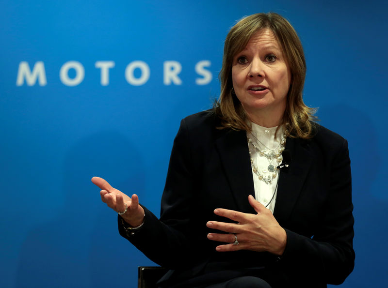 © Reuters. FILE PHOTO: GM CEO Barra speaks at press conference at the North American International Auto Show in Detroit