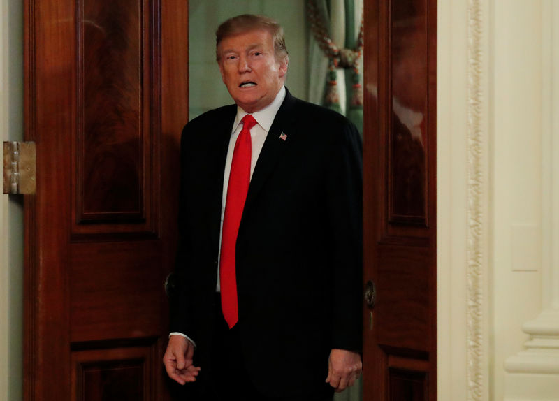 © Reuters. U.S. President Donald Trump arrives at the National African American History Month Reception at the White House in Washington