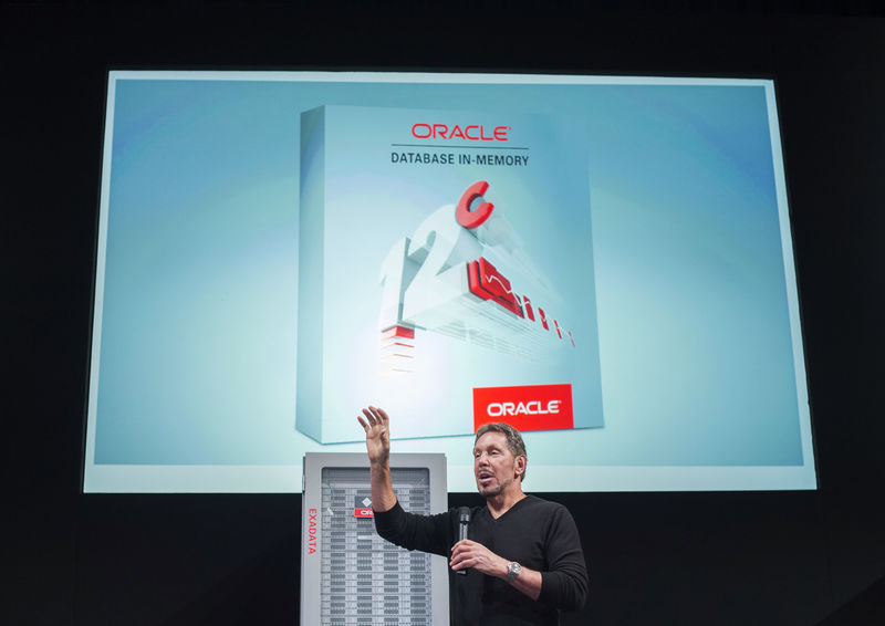 © Reuters. Oracle Corp CEO Ellison introduces the Oracle Database In-Memory during a launch event in Redwood Shores