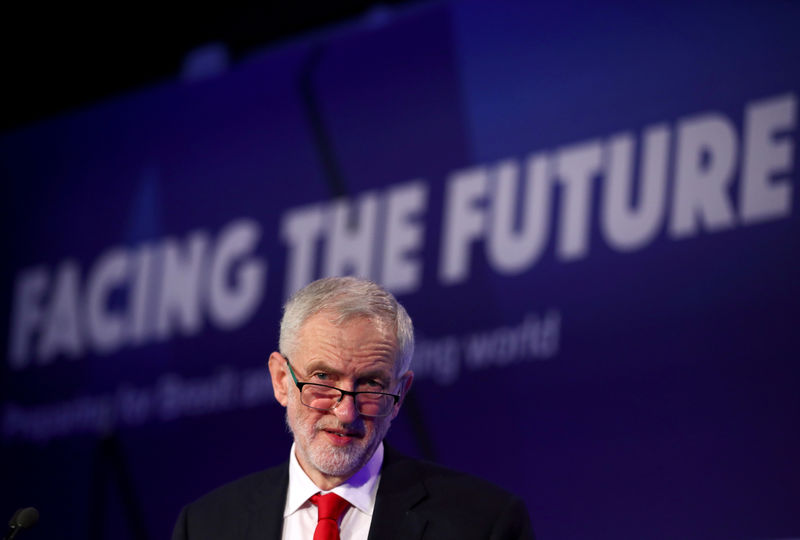 © Reuters. FILE PHOTO: Jeremy Corbyn, leader of the Labour Party, gives a speech at the EEF National Manufacturing conference, in London