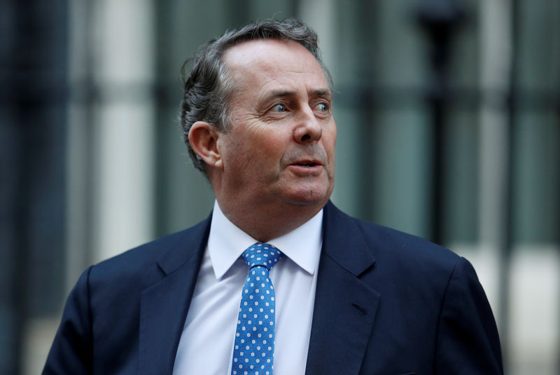 © Reuters. Britain's Secretary of State for International Trade Liam Fox is seen outside of Downing Street in London