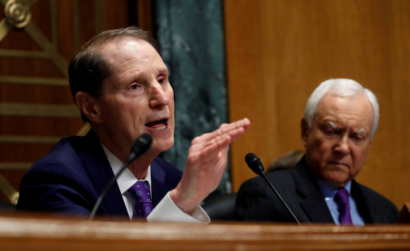 © Reuters. FILE PHOTO: Senator Ron Wyden questions Wilbur Ross on Capitol Hill in Washington